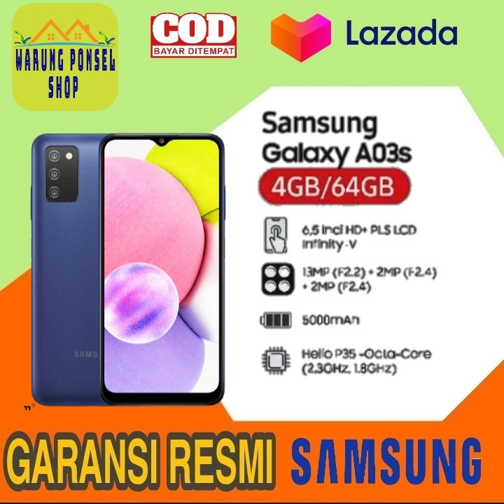 [NEW PRODUCT] Samsung Galaxy A03s - RAM 4GB ROM 64GB - Triple Camera 13MP - Battery 5000mAH - Garansi resmi SAMSUNG INDONESIA