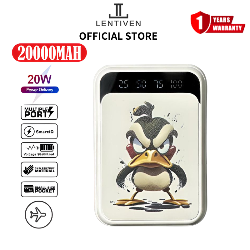 Lentiven Powerbank 20000Mah Cute Mini Cartoon Fast Charging