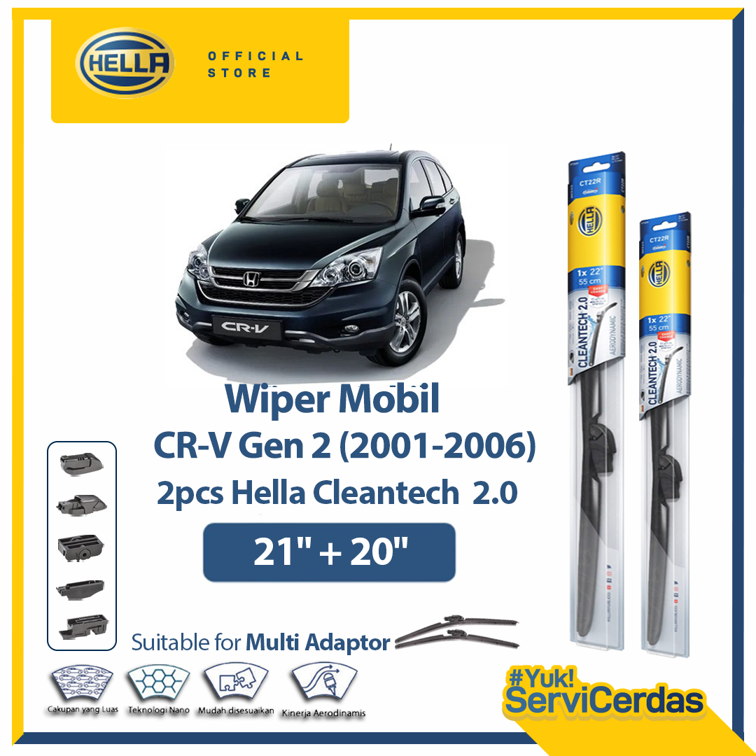Wiper Mobil HONDA CRV Gen 2 2001-2006 21" + 20" (2pcs) - HELLA Cleantech 2.0 Harga 344,761 rupiah*Gratis Ongkir