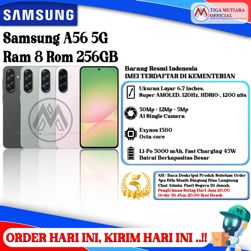 Samsung A56 5G Ram 8 Rom 256GB Harga 4,975,000 rupiah*Gratis Ongkir