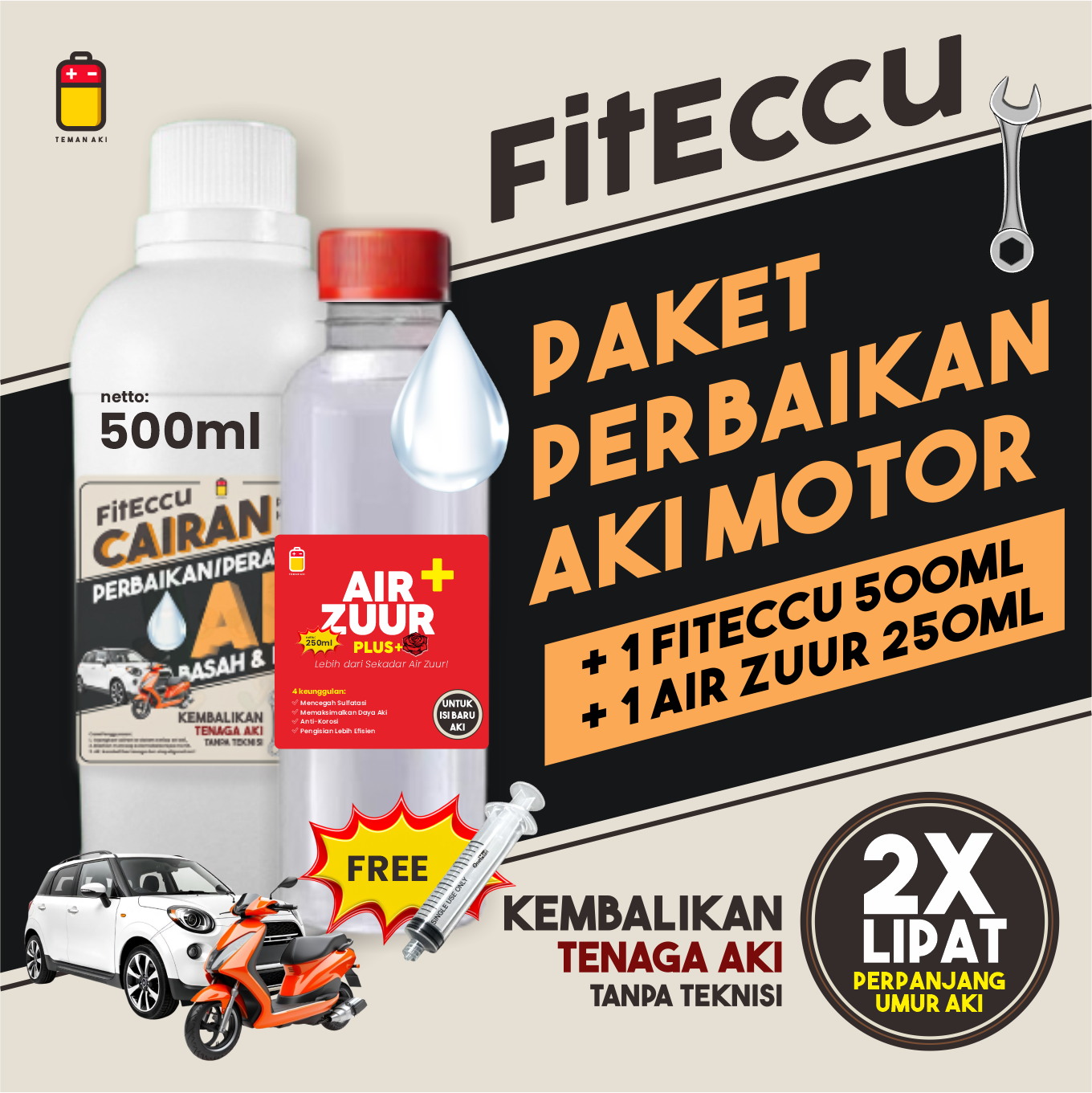 [Repair Package] Fiteccu 500ml + Air Zuur Plus 250ml Harga 88,200 rupiah*Gratis Ongkir
