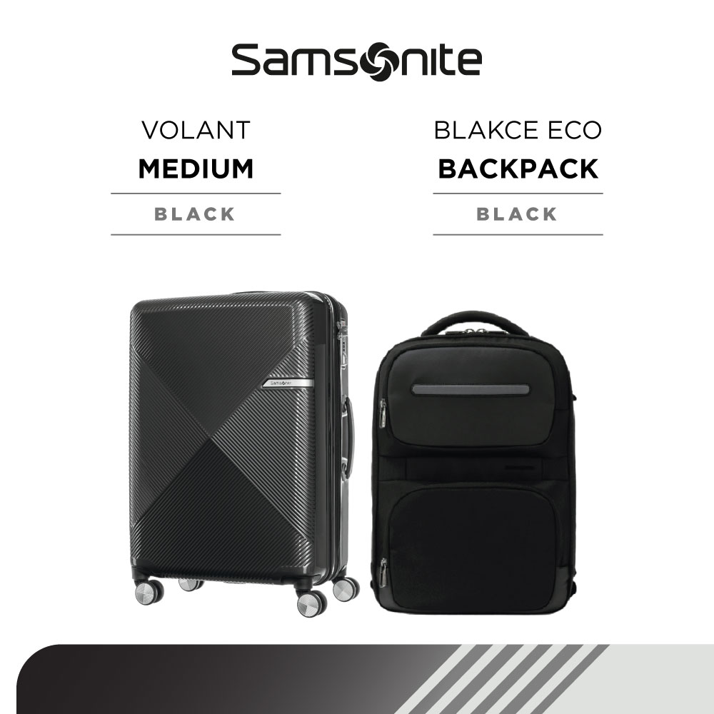 Lazada Indonesia - Bundle Samsonite Koper Volant Medium Black + Blakce Eco Backpack I