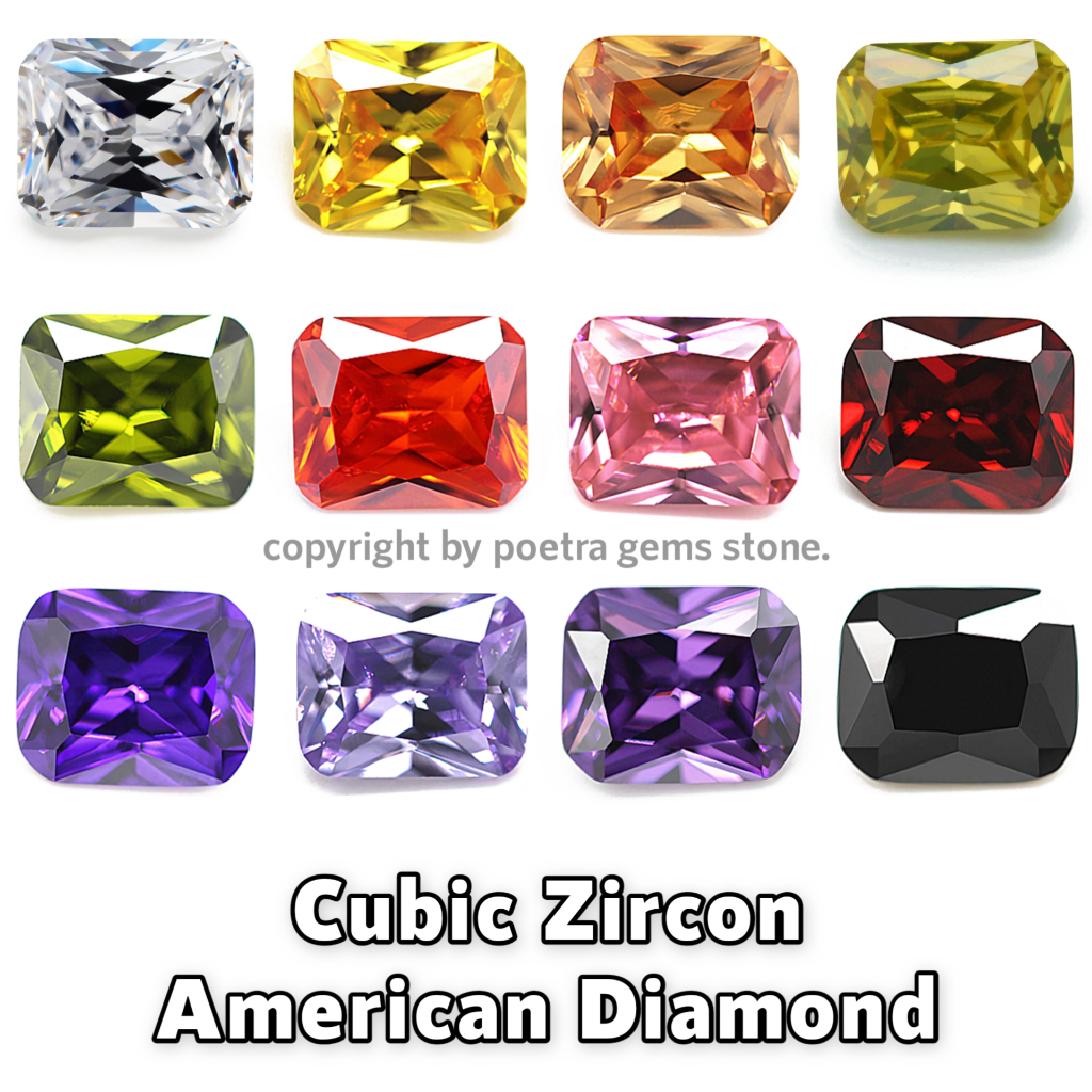 Batu Permata Cubic Zircon American Diamond Cutting Octagon Kotak A3