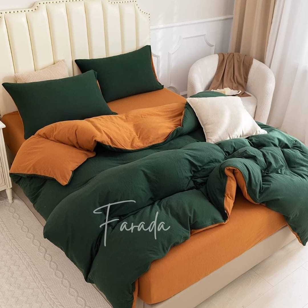 (widani Store ) Bedcover SET Polos Twotone Dark Colour