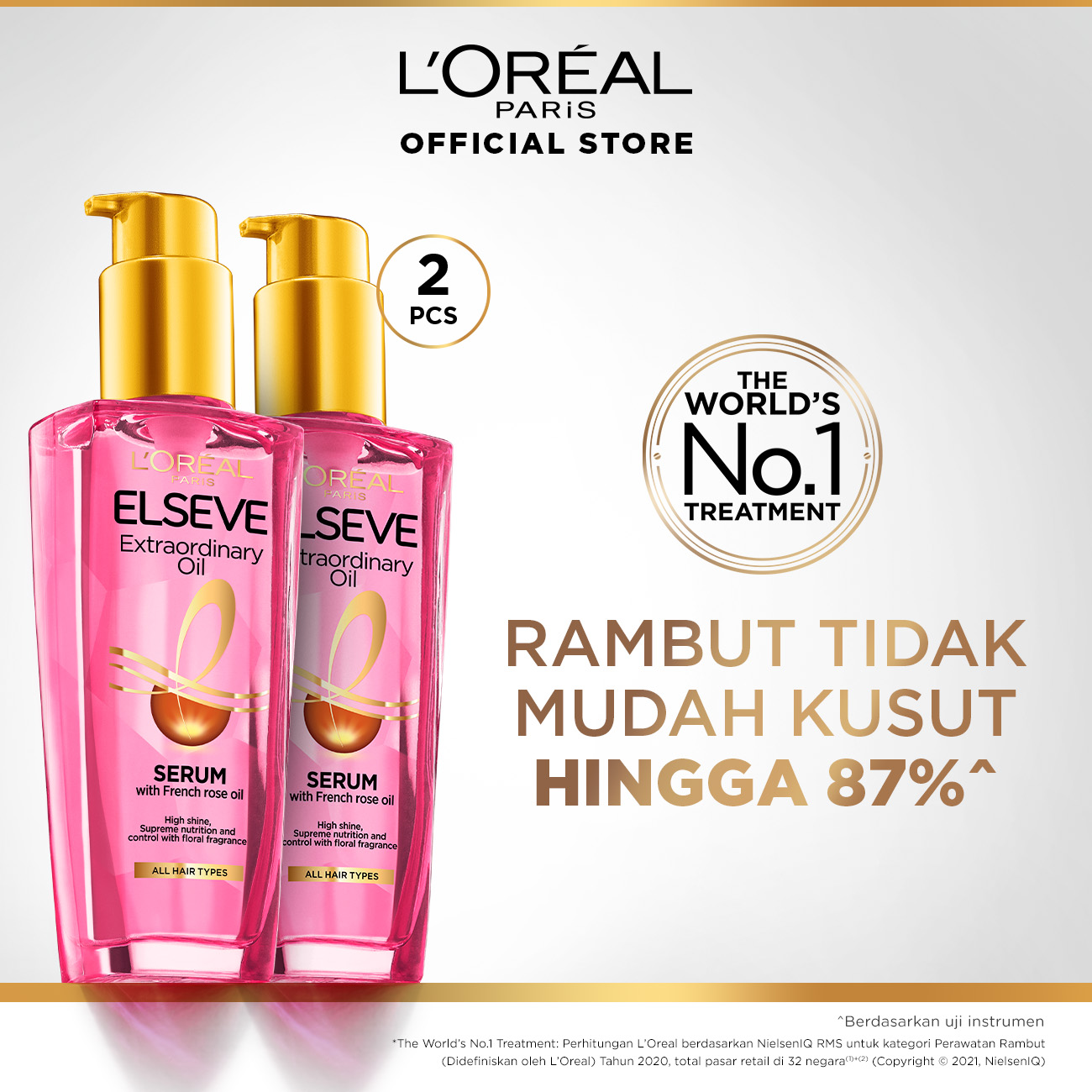 (Save Pack 2) L'Oreal Paris elseve extraordinary oil pink hair serum & hair treatment-100ml (intensive care for dry hair) Harga 250,400 rupiah*Gratis Ongkir
