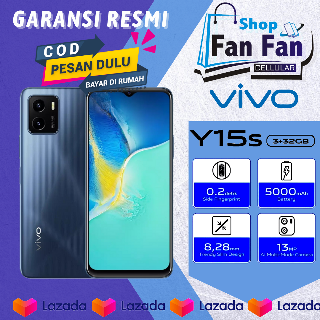 Vivo Y12s / y15s RAM 3/2GB Garansi Resmi Vivo - Ultra Fast Side Fingerprint - 5000mAh Battery