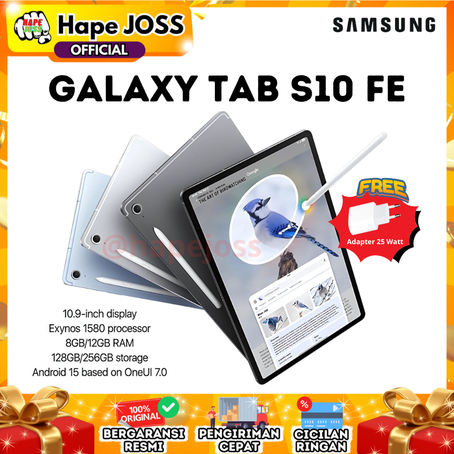 Samsung Galaxy Tab S10 FE 5G 8/128GB ( FREE ADAPTER 25W ) Garansi Resmi Indonesia Giá 7,799,000 Đồng*Miễn phí vận chuyển