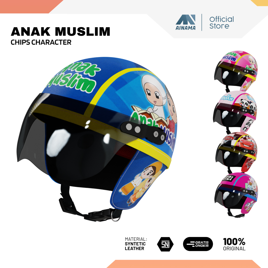 Bicycle Helmet Head Protection for Boys and Girls Character Chips for Ages 1 2 3 4 5 Years Old Ainama Motif Harga 41,999 rupiah*Gratis Ongkir