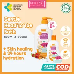 BerryC Gentle Head to Toe Wash Baby 200ML 800ML Body Wash Shampoo Sabun Cair Sampo Bayi Eczema Anak