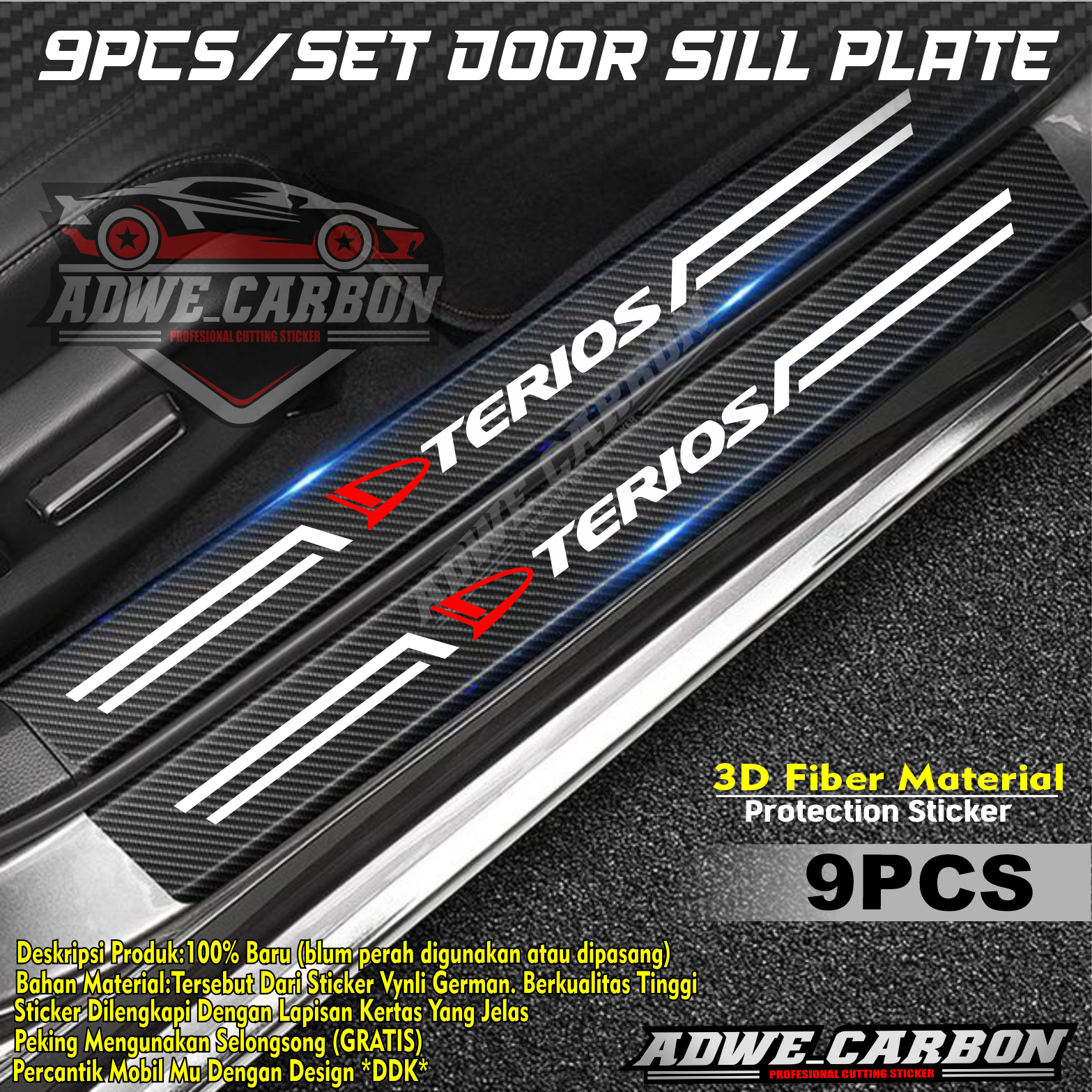 Newest Toyota Avanza 3D car door sill plate sticker Harga 30,000 rupiah*Gratis Ongkir