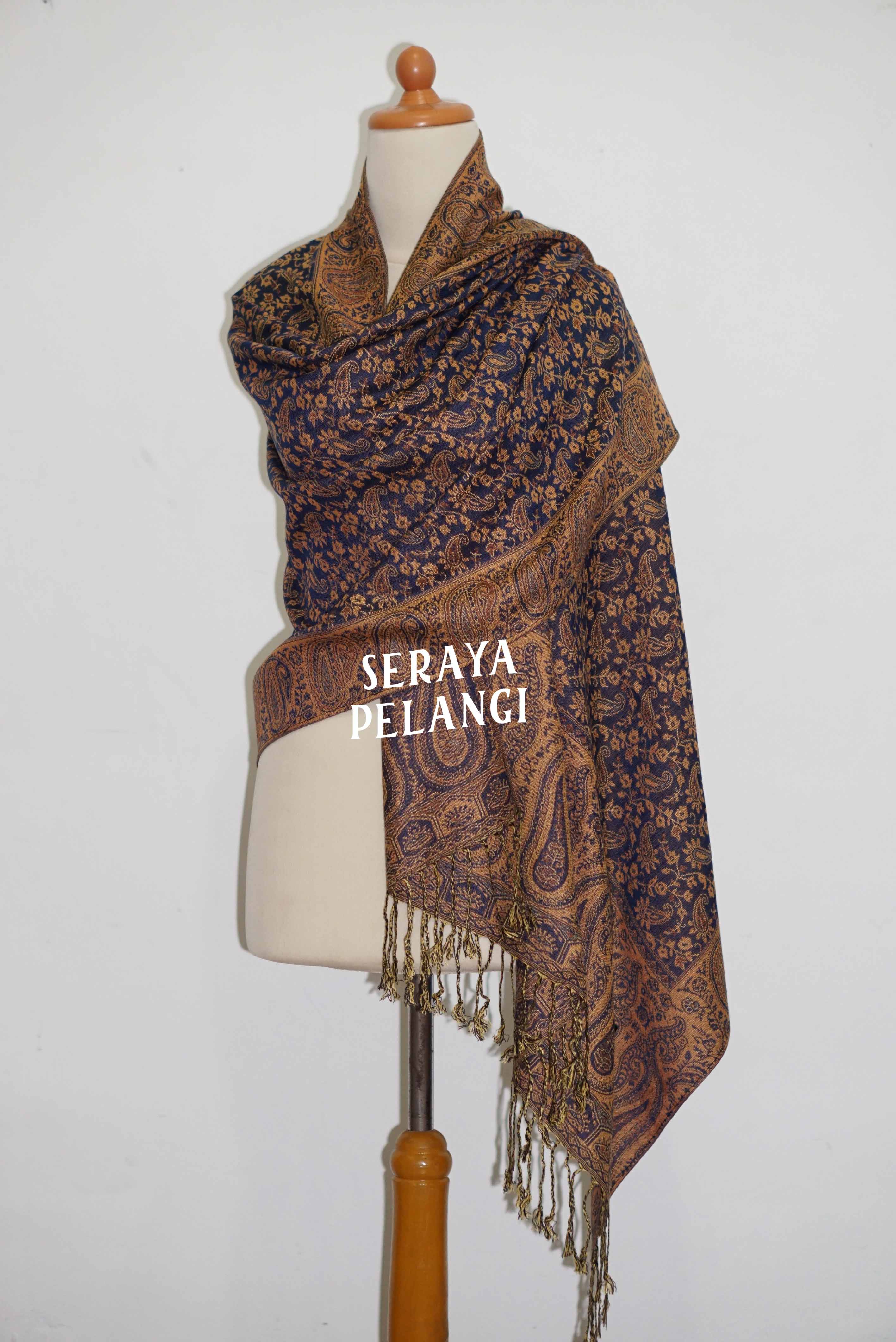Pashmina Shawl Aayam Cashmere Pashmina Polos Garis Metalik