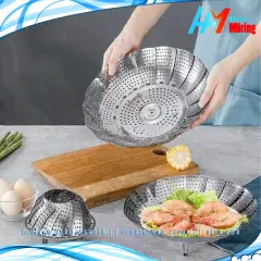HM flower shape flexible steamer stainless multifunctional retractable steamer foldable food steamer multipurpose steamer tray flower style foldable steamer