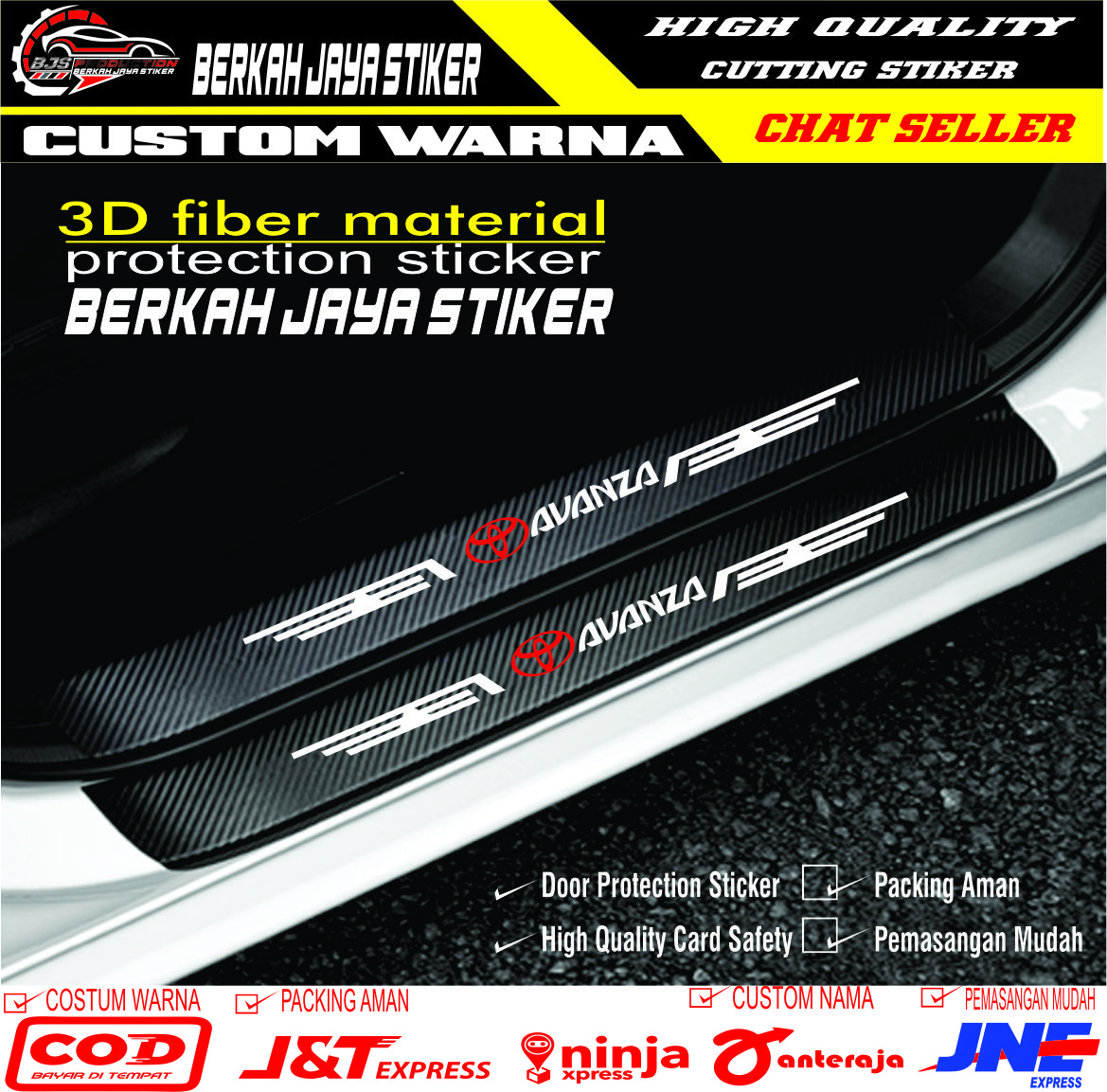 Cutting Protective Stickers for Toyota Avanza Car Doors Protective Stickers for the Bottom Footrest of Car Doors Harga 20,000 rupiah*Gratis Ongkir