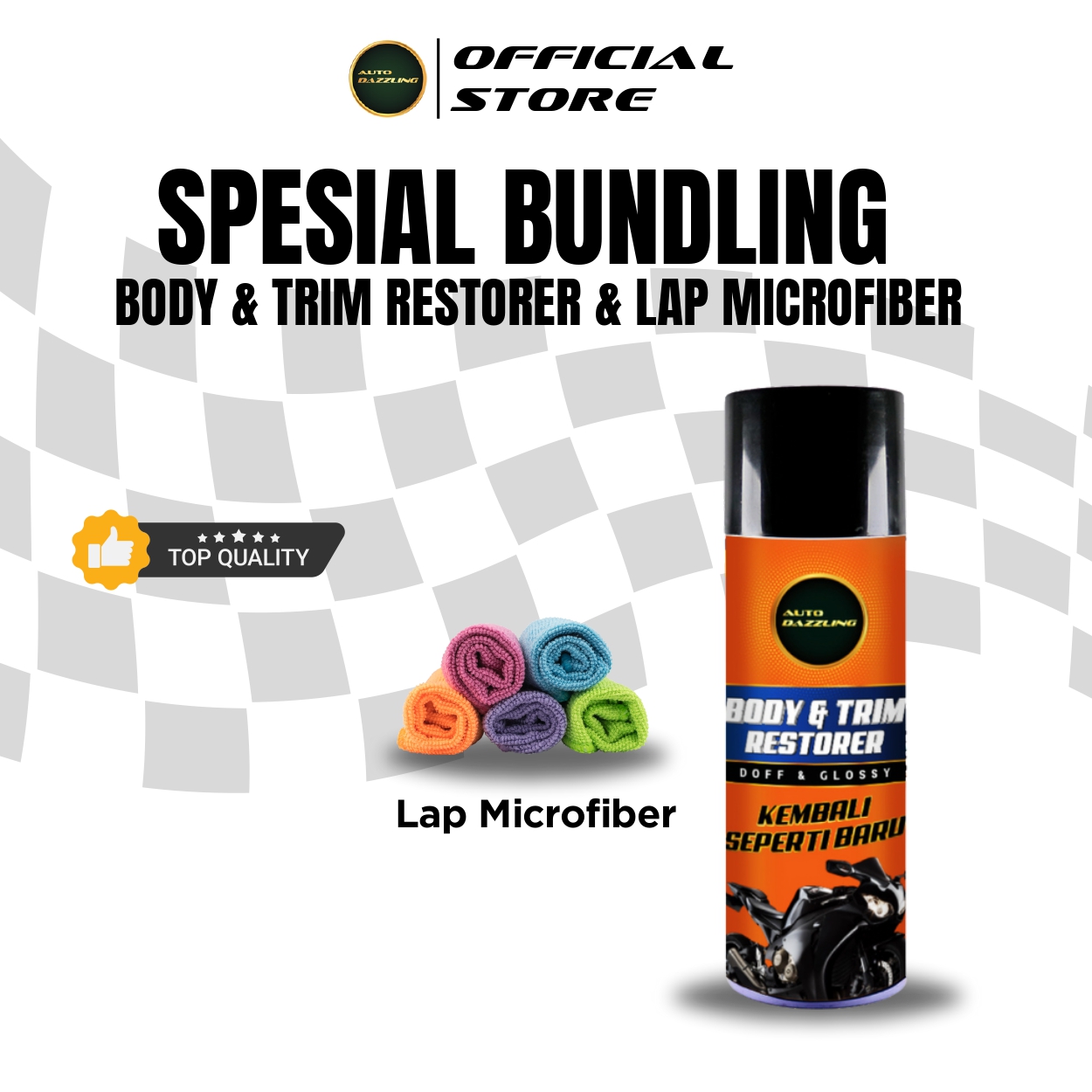 Auto Dazzling Paket Special Body Trim Restorer Pengkilap Body Motor Mobil Bonus Lap Microfiber Harga 90,000 Ringgit*Penghantaran Percuma