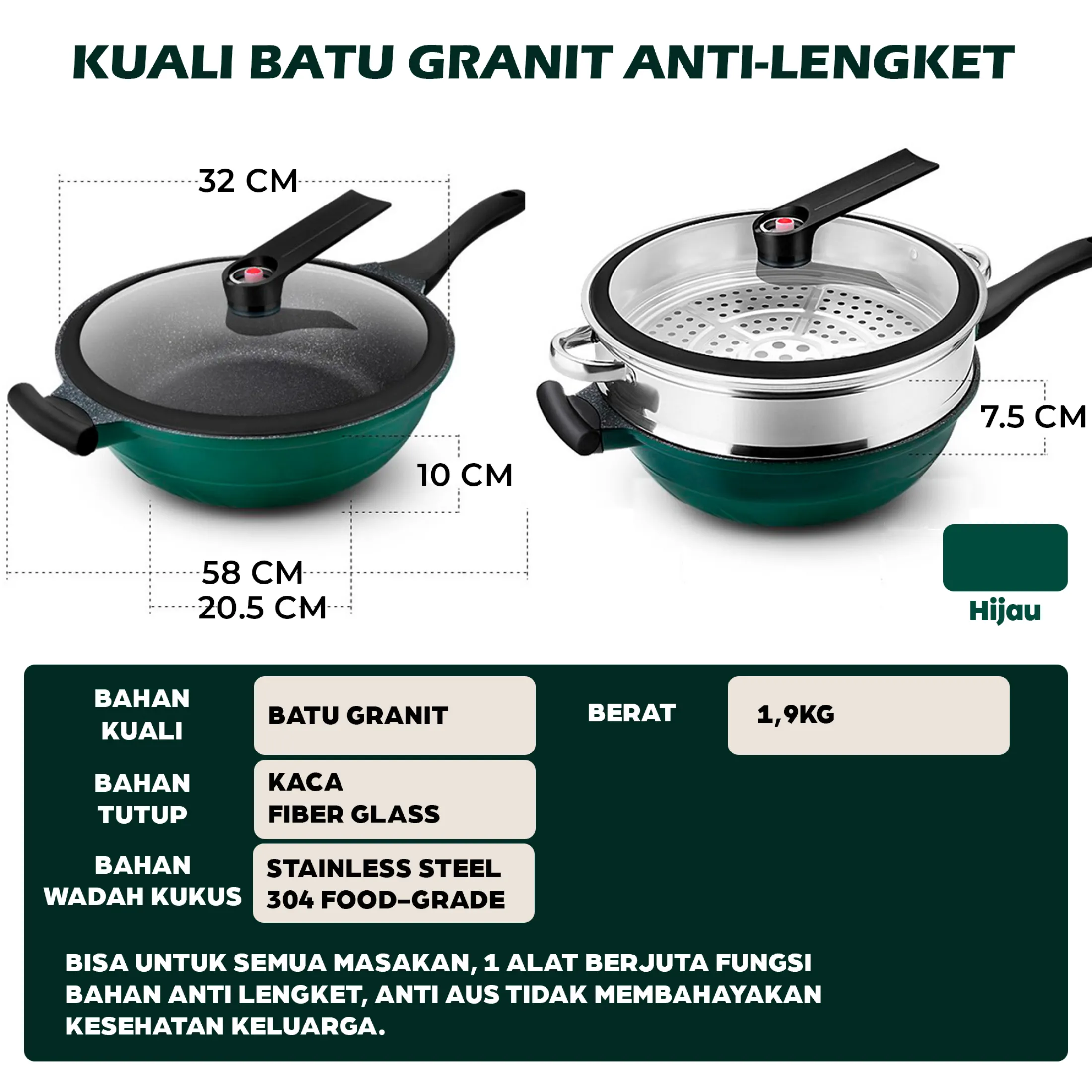 Panci Kuali Granit Anti Lengket Nonstick Wok Mago Lazada Indonesia