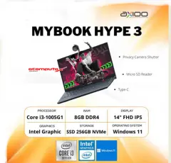 Axioo MyBook Hype 3 Core i3 1005G1 8GB SSD 256GB 14" FHD W11 - Resmi