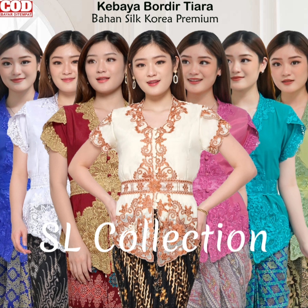 Atasan Kebaya Bordir Modern Elegan Mewah Lengan Tulip Bahan Silk Korea Aneka Warna Cantik Kekinian
