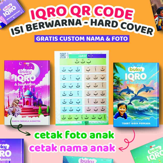 Iqro content color pages for children with custom / costum photo and child name in cover-Iqro millenni…