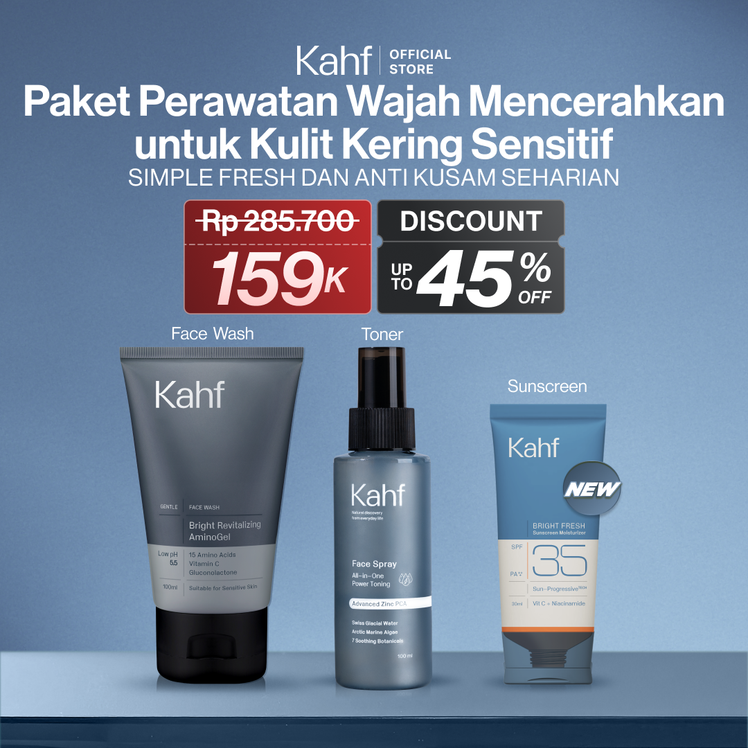 Kahf Bundle 3in1 Sensitive Dry Skin Care Package Simple Fresh & Anti-Dull All Day Package Face Wash +…