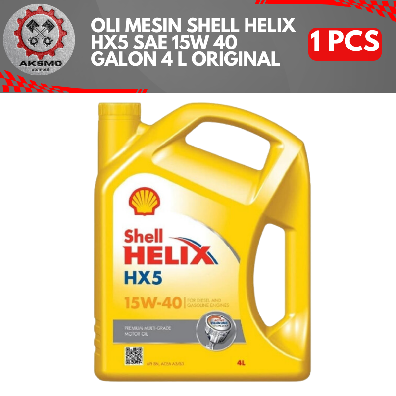 Shell Helix Hx5 Sae 15W 40 Gallon 4 Lt Oil Harga 89,500 rupiah*Gratis Ongkir