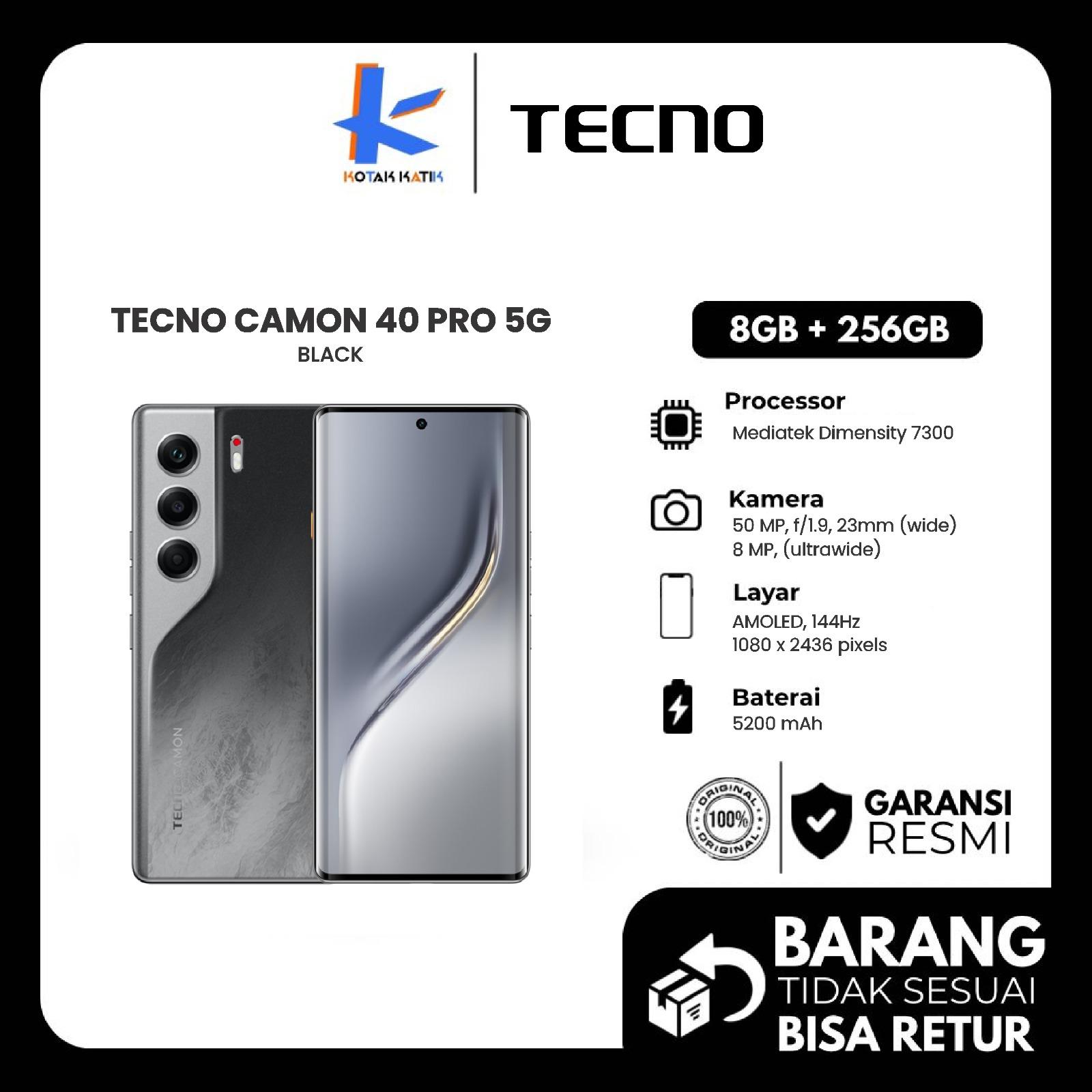 Tecno Camon 40 Pro 5G 8GB/256 GB official warranty Harga  3,690,000 Ringgit*Penghantaran Percuma
