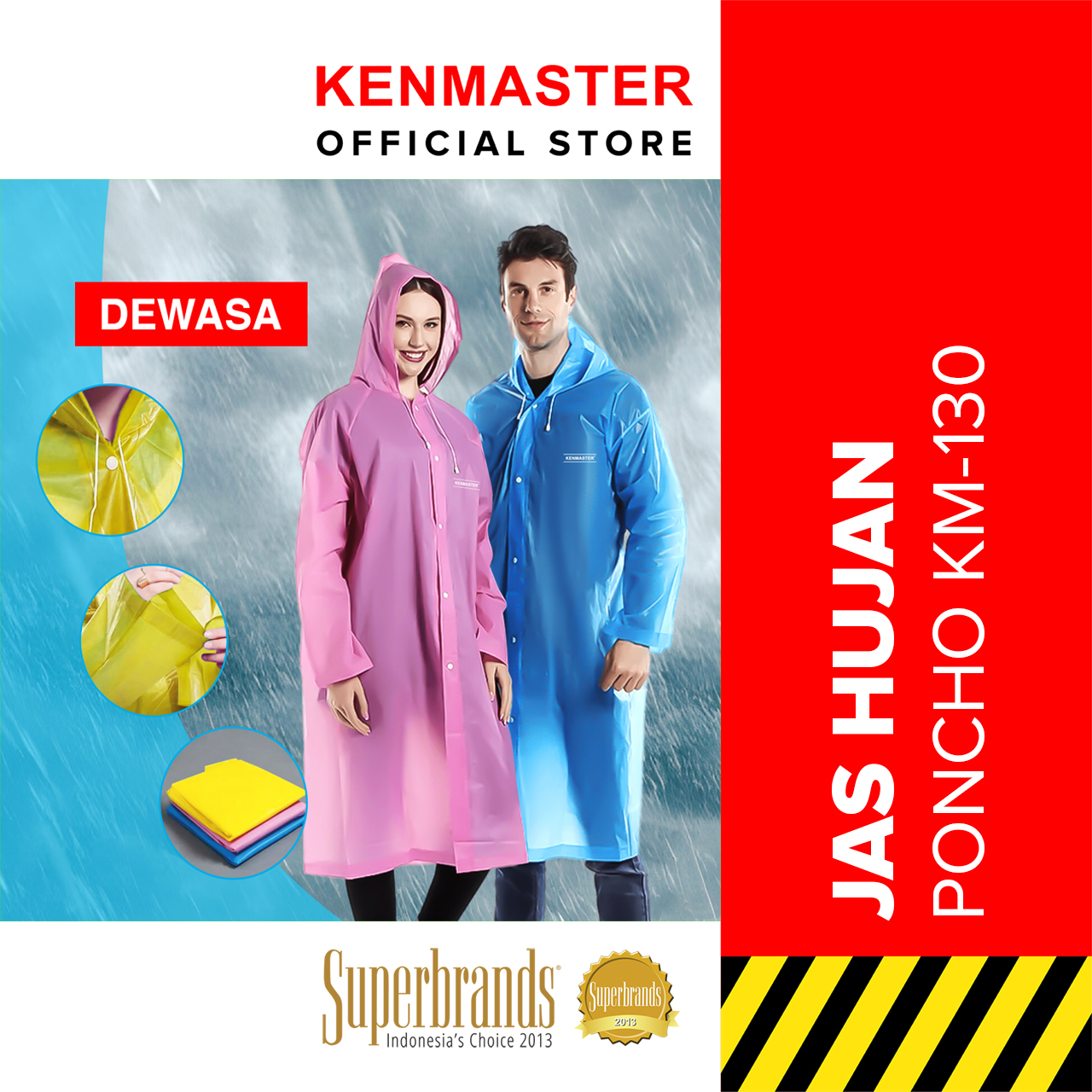 Kenmaster Jas Hujan EVA KM-130 Pink Poncho / Jas Hujan Tebal / Jas Hujan Jumbo - JAS028 Harga 22,000 rupiah*Gratis Ongkir