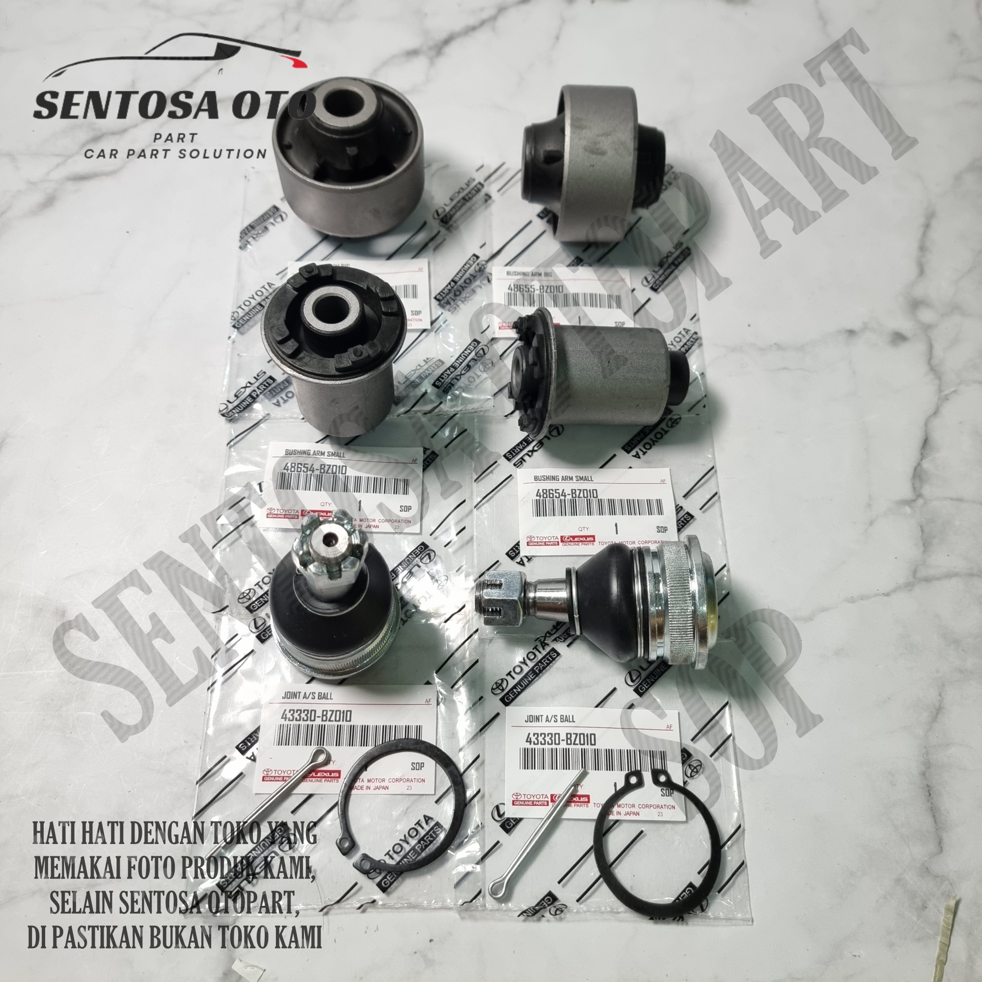 Bushing Lower Arm Set Besar Kecil Ball Joint Depan Avanza Xenia 2004 2005 2006 2007 2008 2009 2010 2011 1Set 6Pcs Harga 265,000 rupiah*Gratis Ongkir
