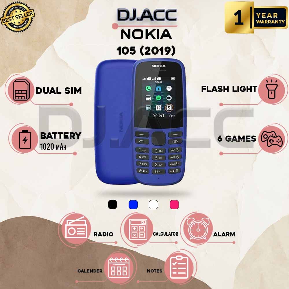Nokia 105 2019 Dual Sim nokia 105 2019 bisa indonesia Giá 123,500 Đồng*Miễn phí vận chuyển