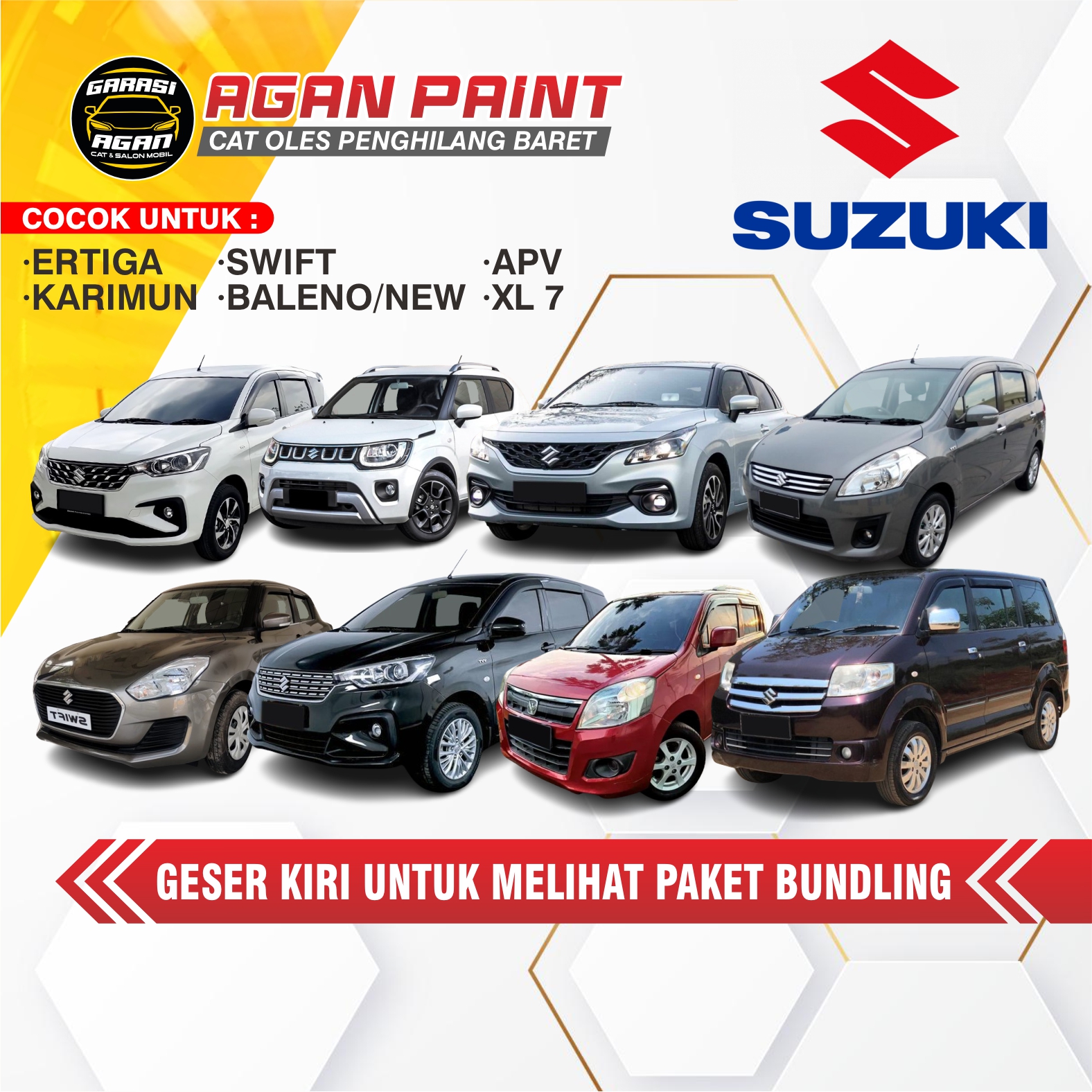 Cat Penghilang Baret SUZUKI / APV / Ertiga / Karimun / Swift / Baleno / Car Paint GARASI AGAN Harga 64,000 rupiah*Gratis Ongkir