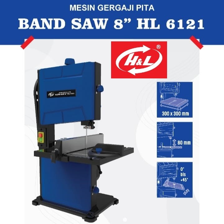 H&L Band Saw 8 Inch Gergaji Meja HL6121 Bandsaw ryu Harga 1,653,600 rupiah*Gratis Ongkir