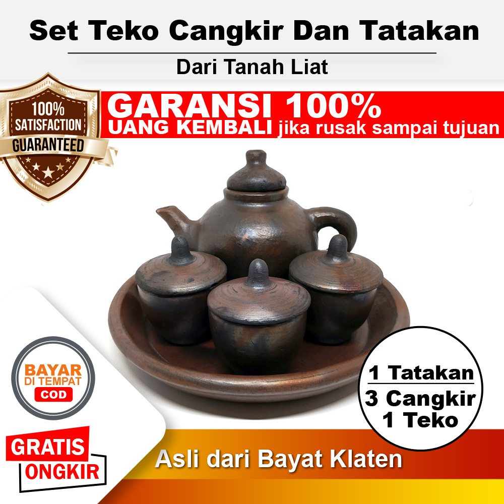 Set Teko Cangkir Teh Poci Mini Gerabah Tanah Liat - Teh Seduh Hangat Nikmat Estetik