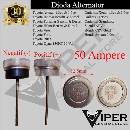 Dinamo Diode 50A Silicone Universal Alternator Toyota Vios Avanza Harga 8,137 rupiah*Gratis Ongkir