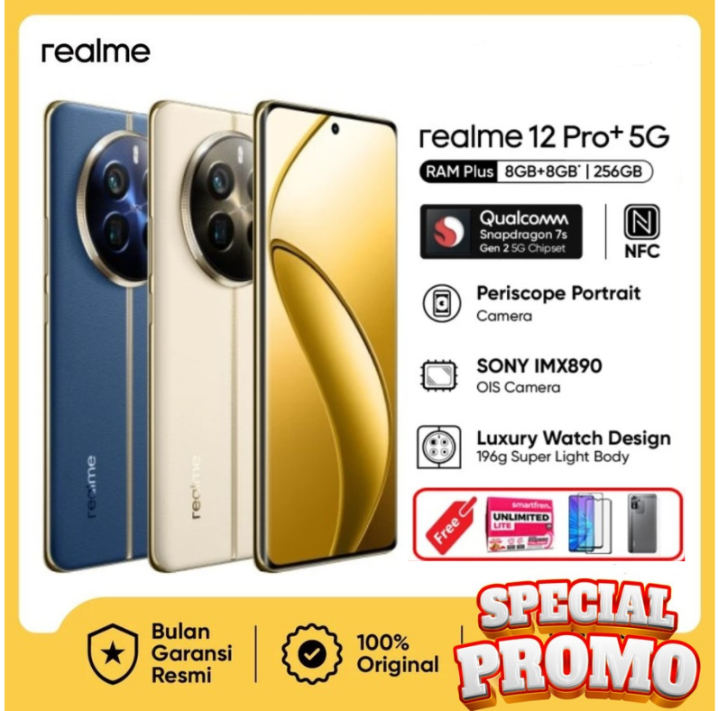 Realme 12 Pro Plus 5G 12/512 Snapdragon 7s gen2-Periskop Camera - Garansi - Beige Giá 3,700,000 Đồng*Miễn phí vận chuyển