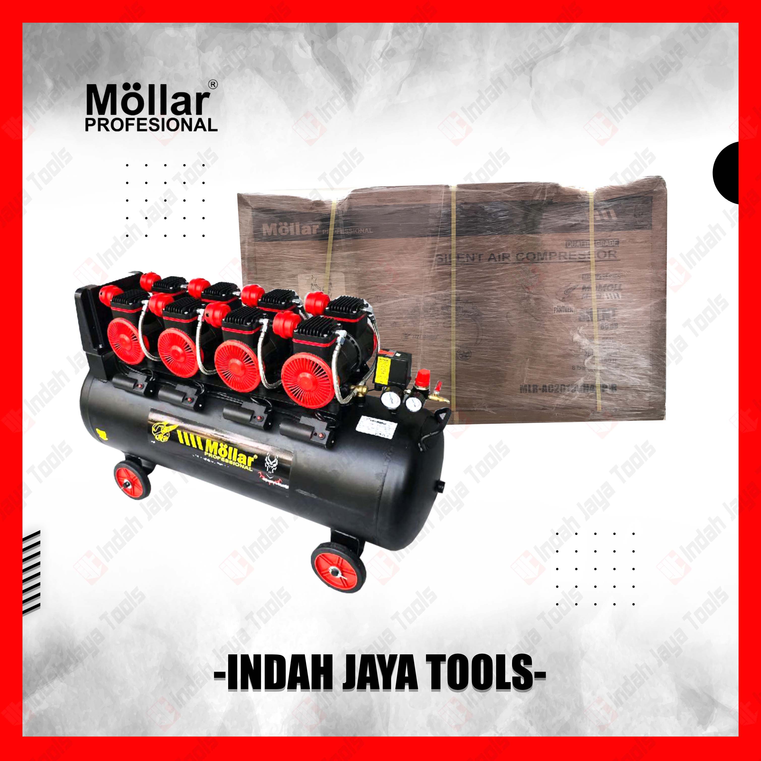MOLLAR AC20150H4BP-R Kompresor Angin SILENT 8 HP 150 Liter Oilless - Oiless Tanpa Oli Compressor Udara Harga 7,200,400 rupiah*Gratis Ongkir