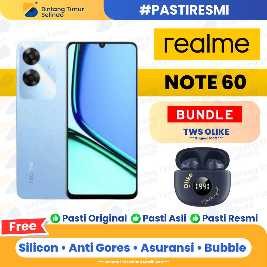 Realme Note 60 4/64GB & 6/128GB - Garansi Resmi 1 Tahun Harga  1,130,000 Ringgit*Penghantaran Percuma