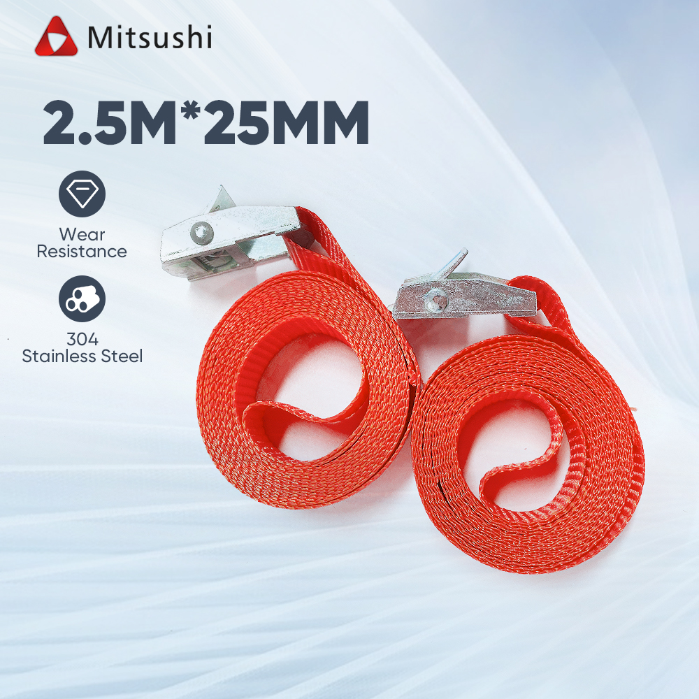 Mitsushi Rachet Tie Down Tali Strap Pengikat Barang Kargo Gesper Logam Ratchet Cargo Lashing Belt Trackbelt Tali Ikat Sabuk Penarik Motor Mobil 5m Harga 65,900 rupiah*Gratis Ongkir