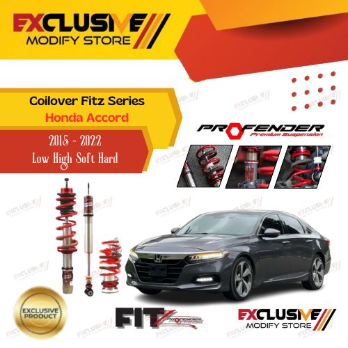COILOVER FITZ SERIES HONDA ACCORD (2015 - 2022) GEN 10 PERFORMANCE AWD / PREMIUM RWD PROFENDER ORIGINAL THAILAND LOW HIGH SOFT HARD ADJUSTABLE Harga 18,825,000 rupiah*Gratis Ongkir