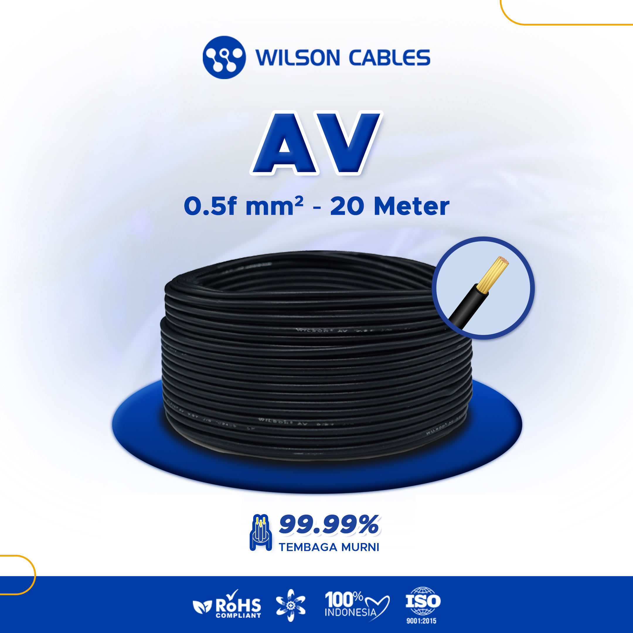 AV 0.5f mm2 20 meters-automotive cable Wilson cables Harga 47,004 rupiah*Gratis Ongkir