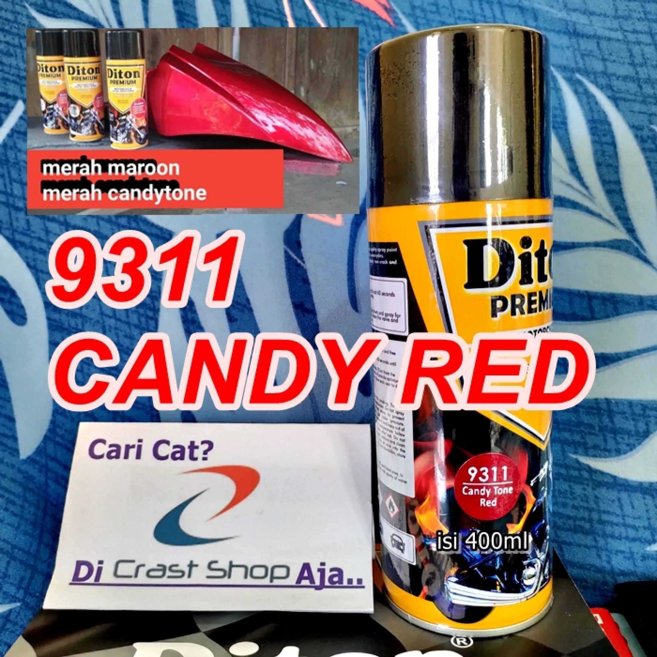 Cat Pilox Diton Premium Candy Tone Red 9311 400ml Warna Kendi Cendi Cendy Kendy Merah Sepeda Motor Mobil Helm Mesin Velg Bodi Pilok Pylok Pylox Free Packing Bubble Wrap Dus Bisa Cod