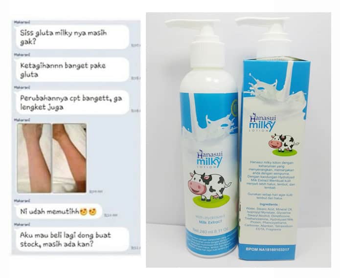 Hanasui Milky Lotion / Lotion Gluta Milky 240ml L-Glutathione Whitening Lotion - Lazada