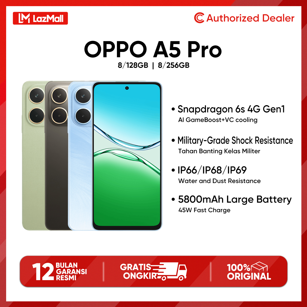 Oppo A5 Pro 8+128Gb 8+256Gb 5800Mah Battery 45W Supervooc Al Linkboost Official Warranty | Lazada Mall Harga  3,099,000 Ringgit*Penghantaran Percuma