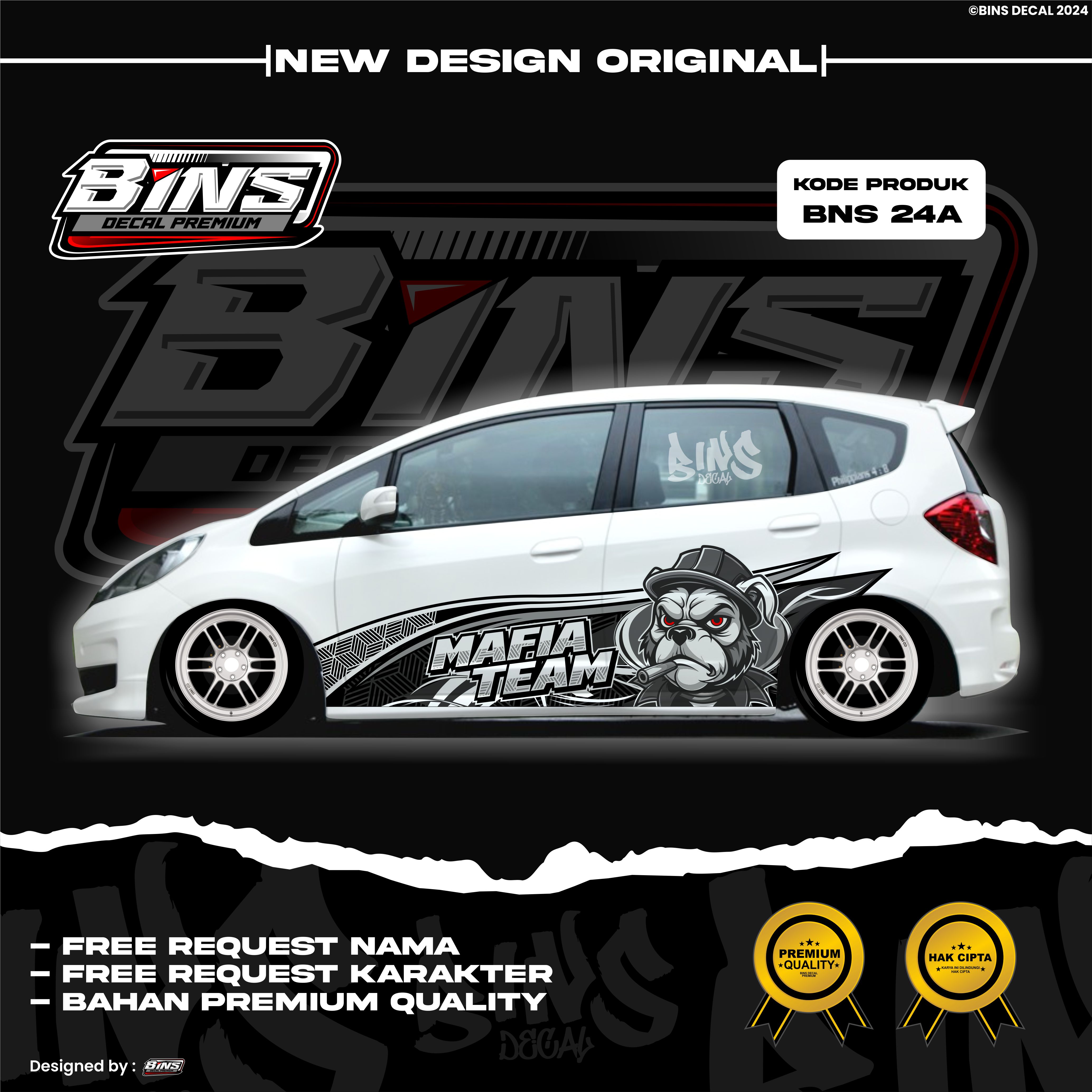 BNS24-STIKER MOBIL DECALL CUSTOM JAZZ YARIS SIGRA MOBILIO ERTIGA GRATIS GANTI NAMA DAN GAMBAR Harga 118,452 rupiah*Gratis Ongkir