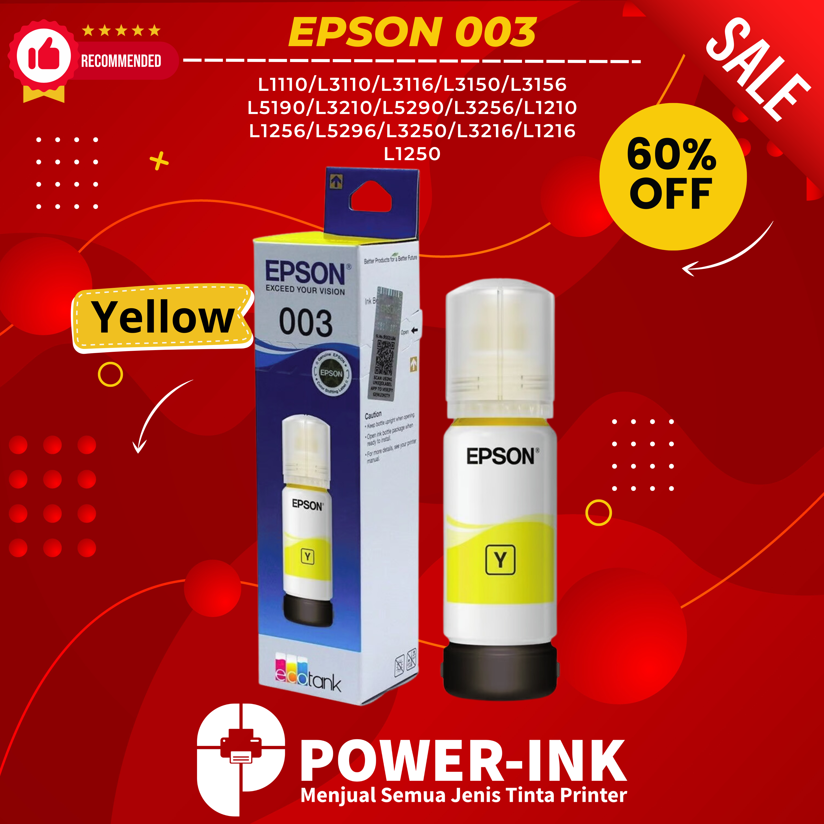 TINTA EPSON 003 Harga 15,511 rupiah*Gratis Ongkir