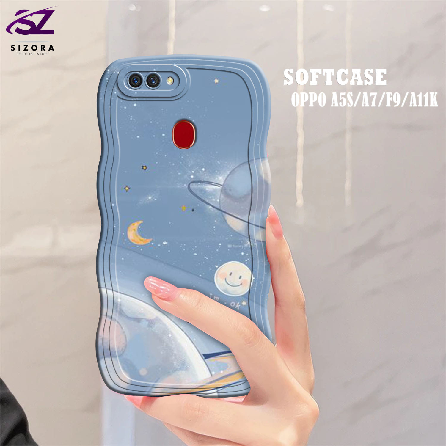 Case Gelombang OPPO A5s/A7/A12/F9/A11K SIZORA Case Kartun NEW