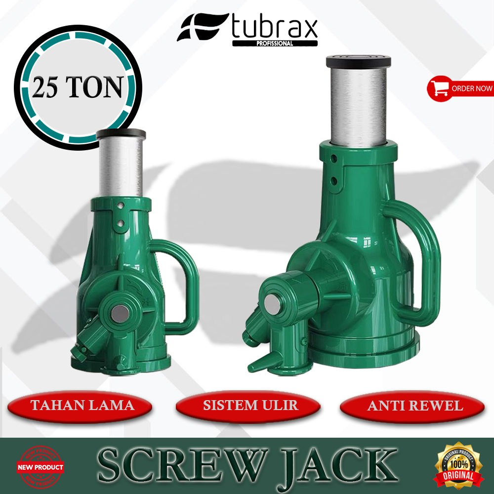 Dongkrak 25 Ton Dongkrak Mobil Kapasitas 25 Ton GARANSI Merk TUBRAX Botol Hijau Hidraulic Mechanical Screw Jack Harga 1,367,000 rupiah*Gratis Ongkir
