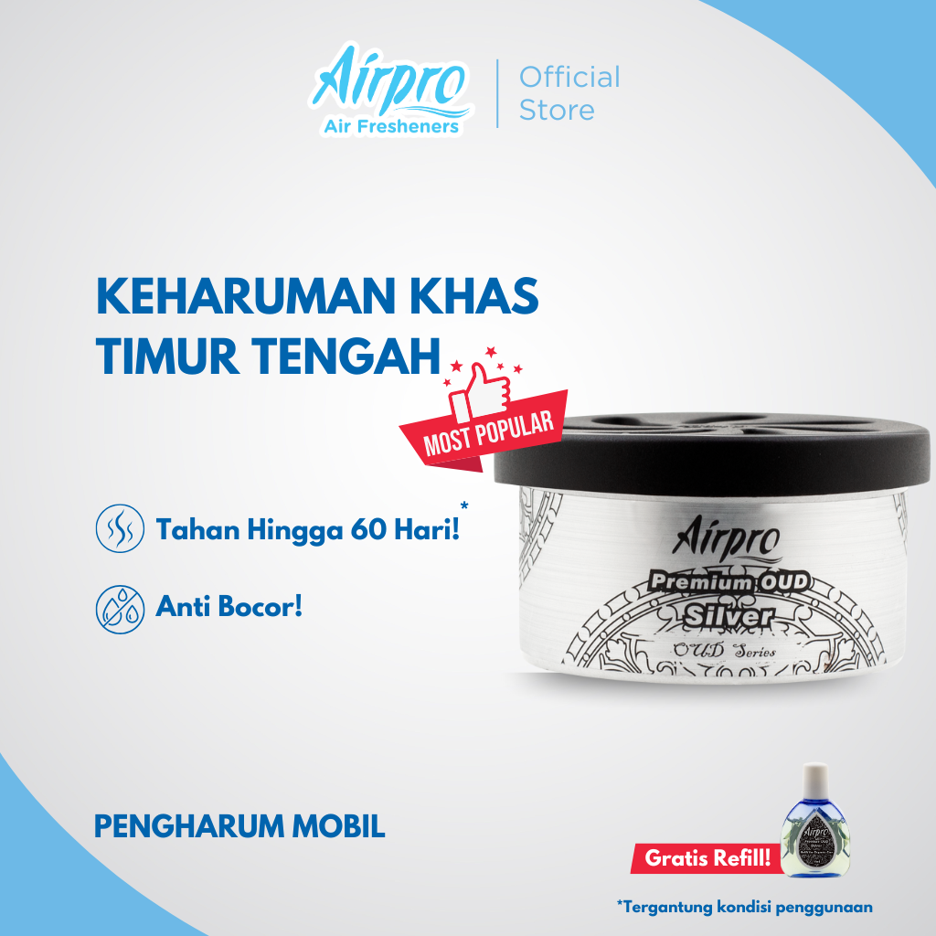 Airpro Organic Can OUD Silver Pengharum Mobil Ruangan Harga 55,500 rupiah*Gratis Ongkir