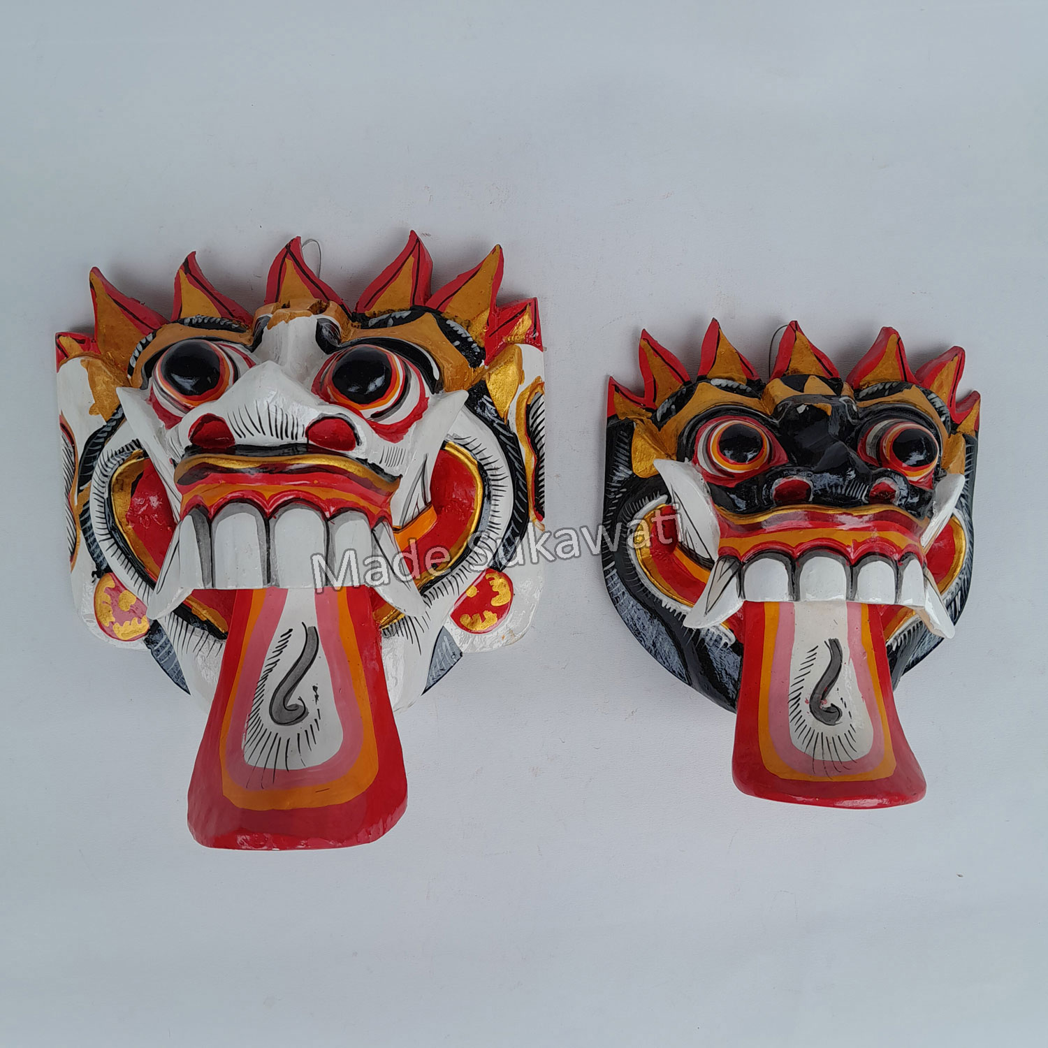 Wall decoration mask leak tongue Layah crafts wood carving Bali
