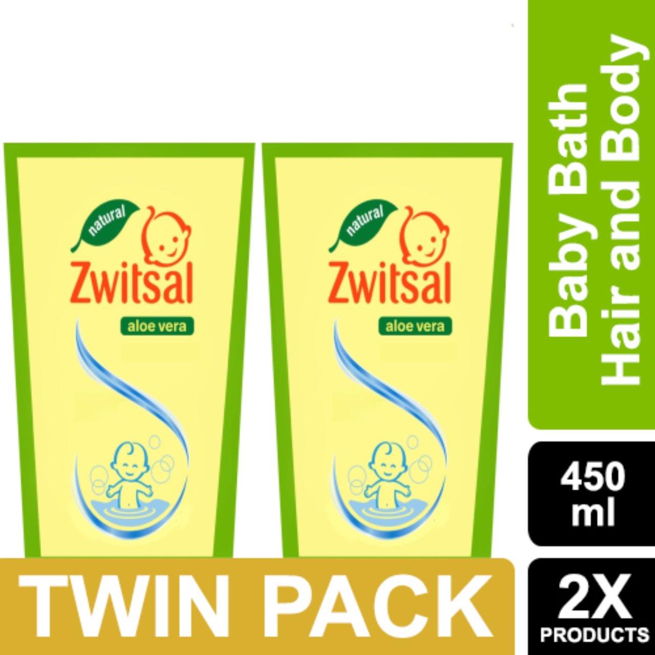Zwitsal Baby Bath 2 In 1 Hair & Body Natural 450Ml - Paket isi 2