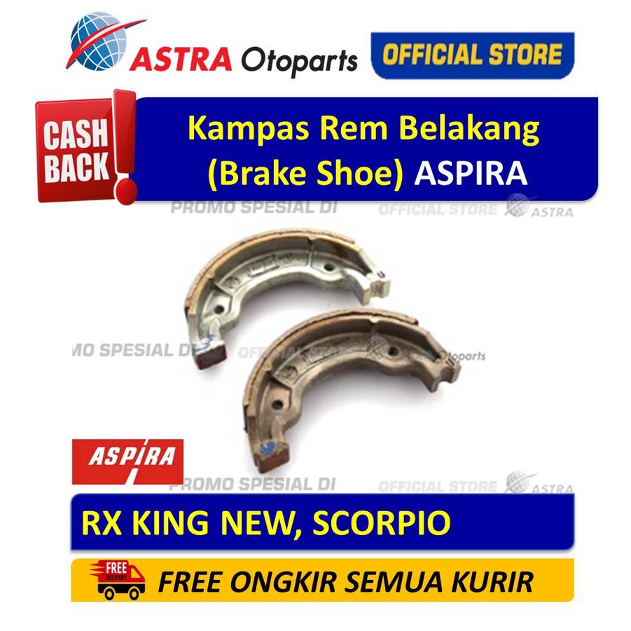 Kampas Rem Belakang (Brake Shoe) ASPIRA RX KING NEW, SCORPIO Harga  42,500 Ringgit*Penghantaran Percuma