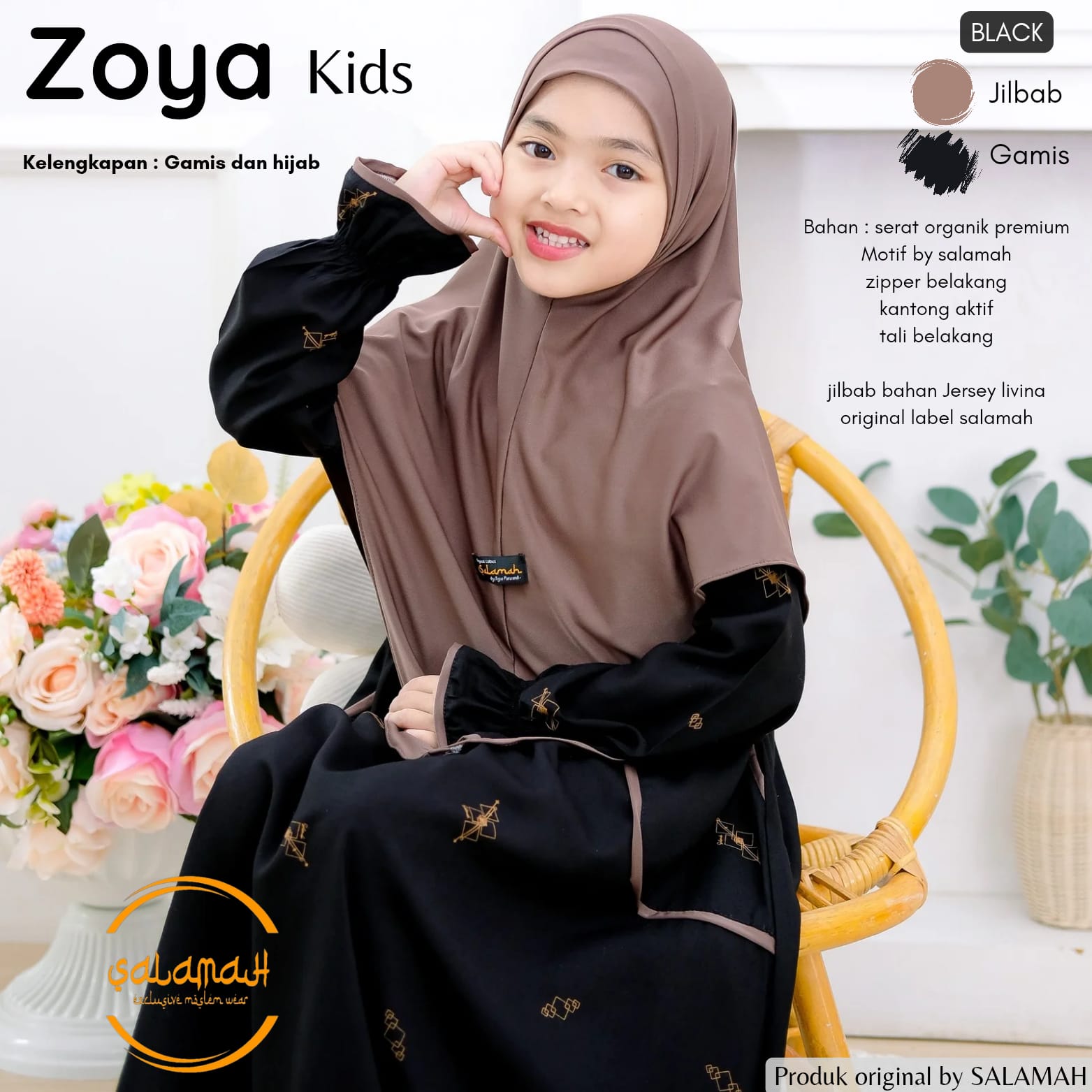 Moya kids robe plus headscarf | motif by Salamah | age 2 3 4 5 6 7 8 9 11 -15 years | by Salamah - Merek SALAMAH KIDS Harga 125,000 rupiah*Gratis Ongkir